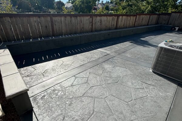 Stamped Patio with Lighting — concrete work by Cascade Concrete Works